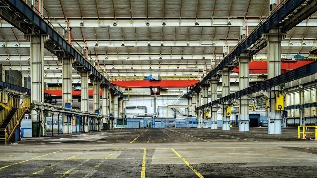 Loading area inside a large warehouse